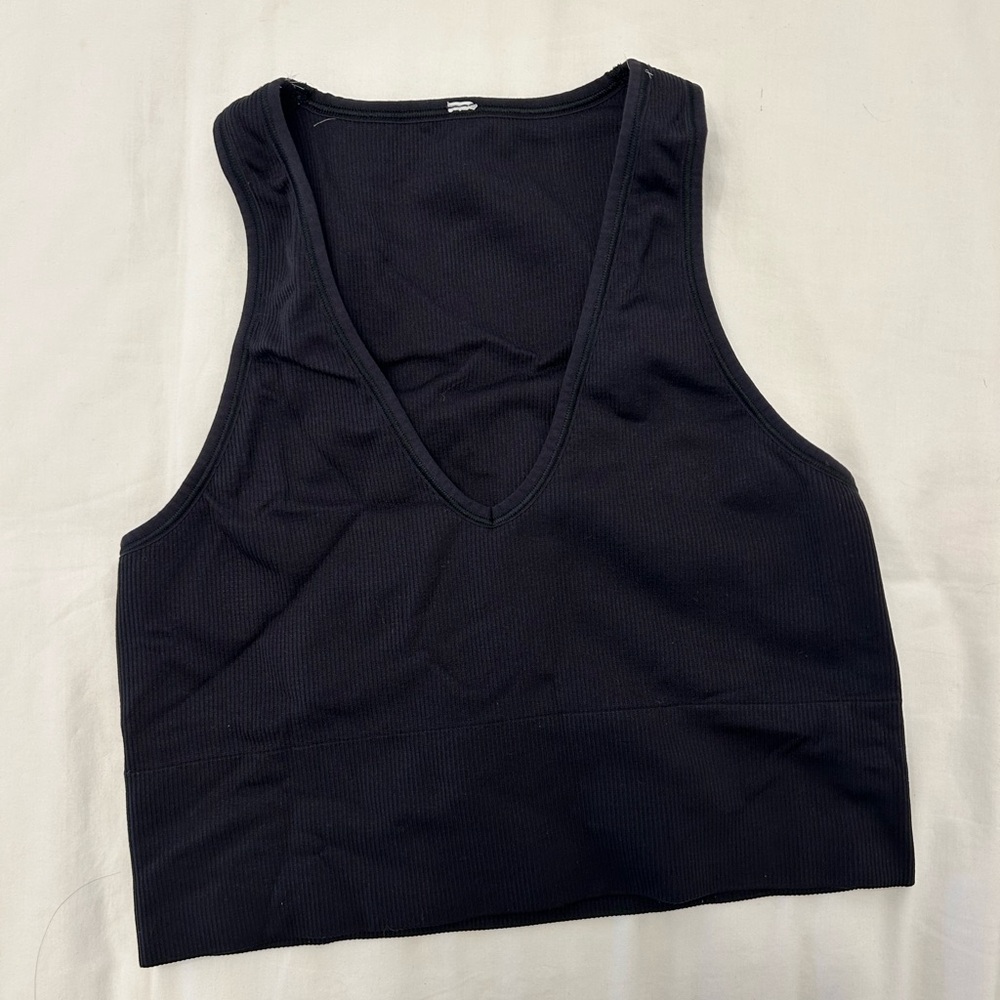 Athleta Black Sleeveless Fitted Crop Tank